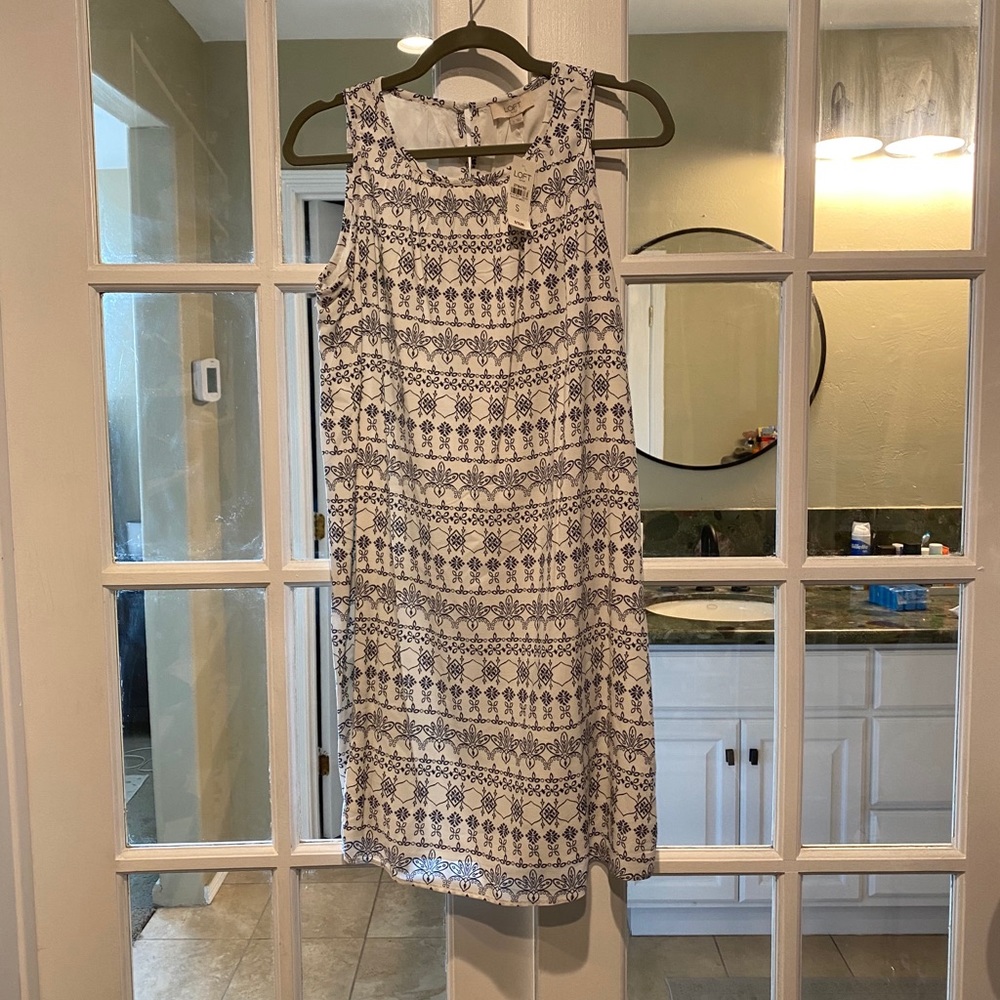 Loft white and blue dress size Small NWT